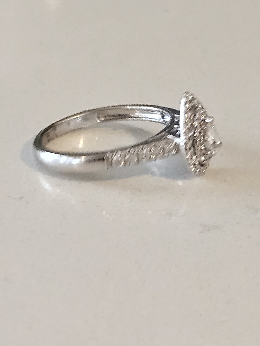 Luxury 14k White Gold Natural Diamond Pear Halo Engagement Wedding Promise Ring - Picture 6 of 6